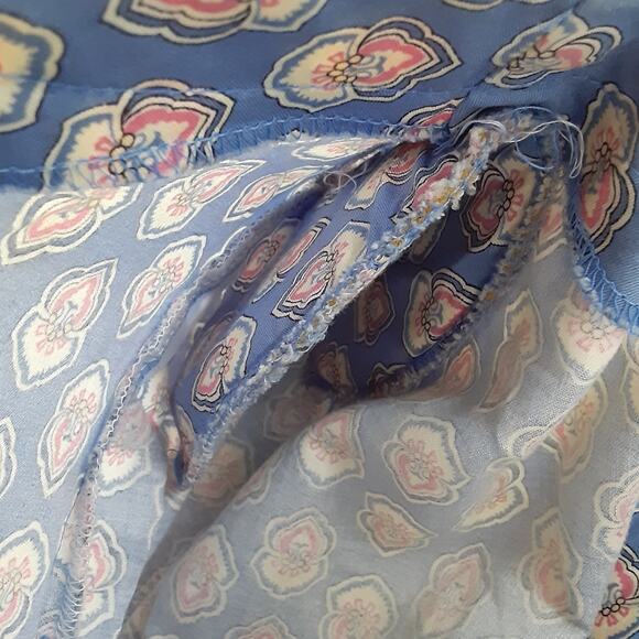 Vintage 80s Cotton Circle Skirt & Blouse Suit Set Paisley Border Print Pockets - Picture 11 of 16